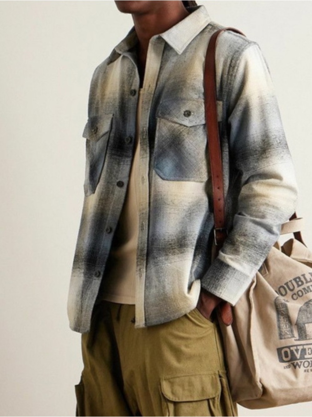 Corridor NYC Kingston Checked Recycled Cotton-Blend Flannel Overshirt Sz Medium